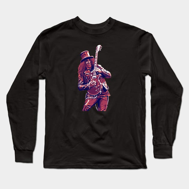 SLASH THE GUITARIST LEGEND Long Sleeve T-Shirt by FADLANSTORE